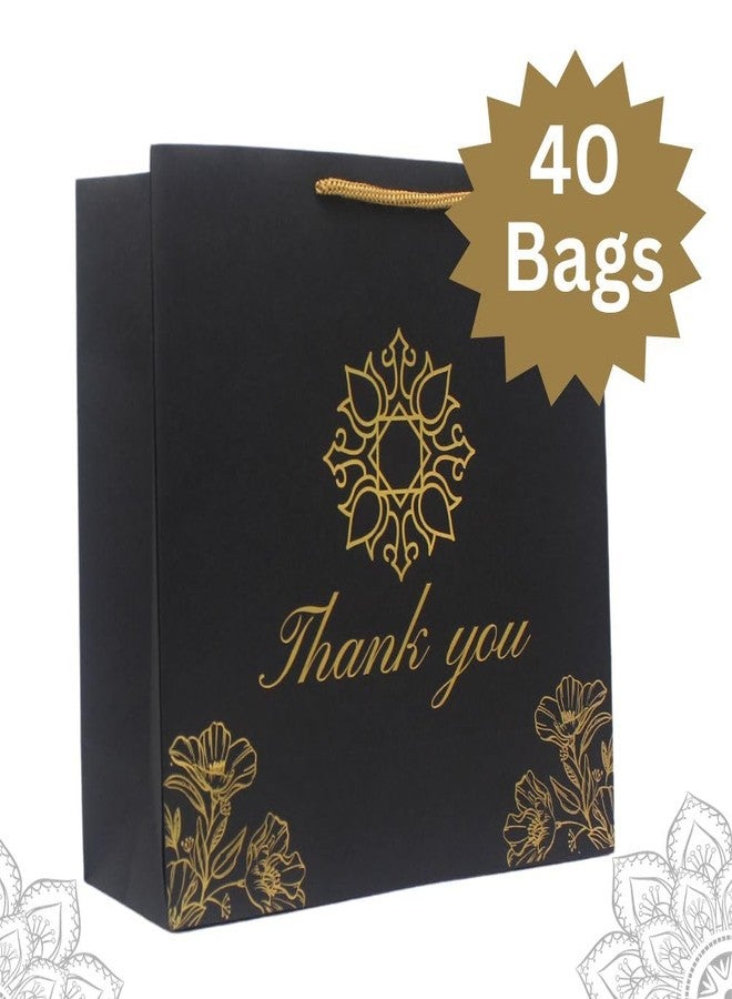 TASCHE أكياس هدايا ورقية بتصميم "شكرًا لك" من TASCHE باللون الأسود والذهبي، مثالية لهدايا التوزيع | حفلات الزفاف | أعياد الميلاد | هدايا الأعياد (عبوة من 40 كيسًا، 10 × 10 × 4 بوصات) - Image 4